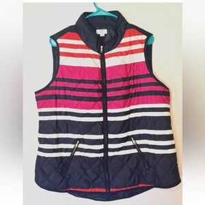 Crown&Ivy Outerwear Vest Plus Size 1X Lightweight Full Front Zip Quilted Casual